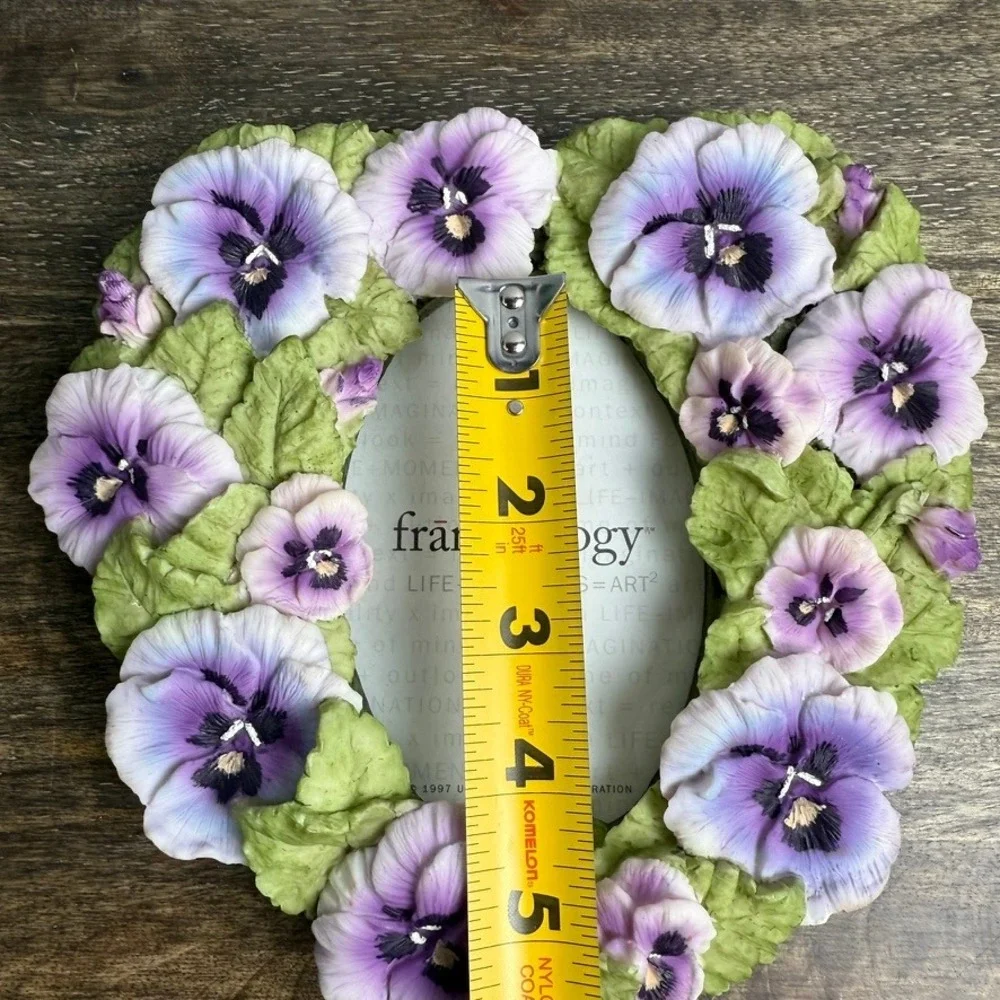 Vintage 1994 Frameology Pansy Heart Photo Frame Purple Floral Cottagecore UDC